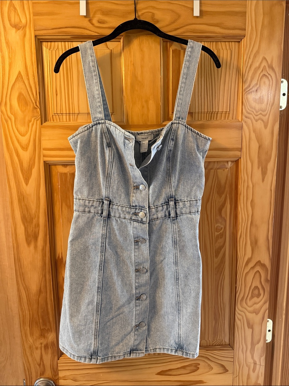 Forever 21 Light Wash Denim Button-Front Mini Dress